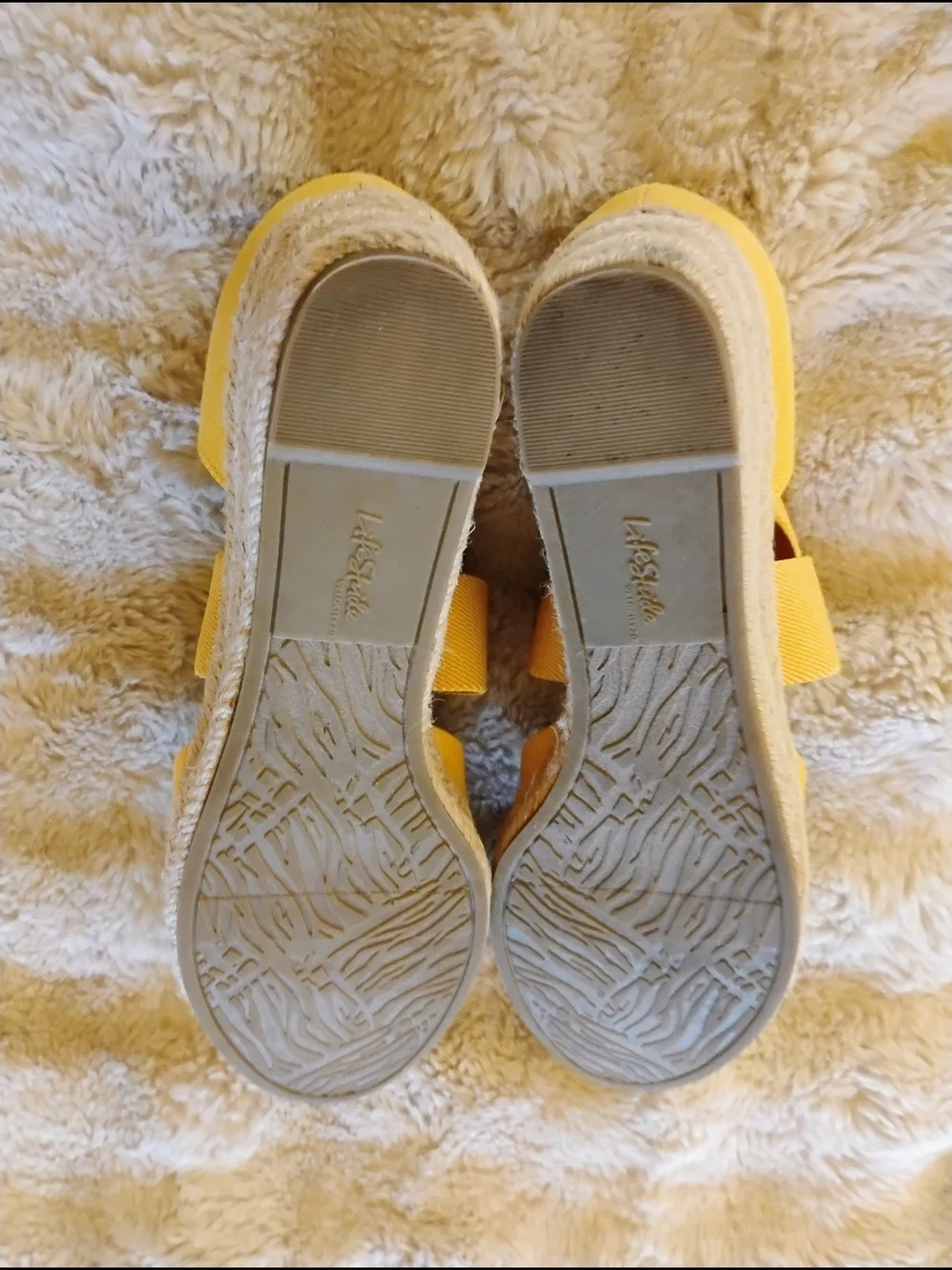 Life Stride Yellow Canvas Espadrille Wedge Sandals